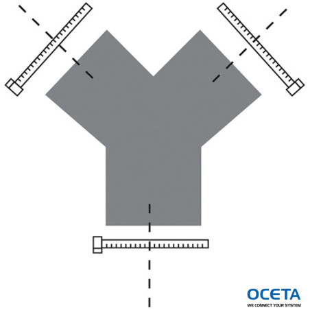 Adaptateur Y, 63mm dia. avec tuyau (305mm) et colliers