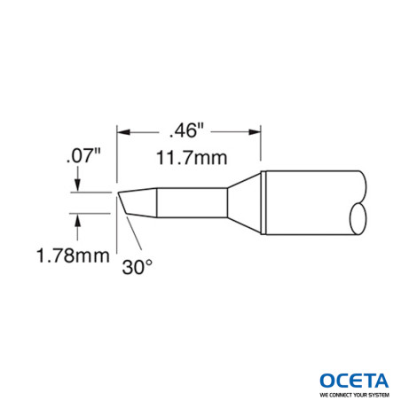 Cartouche, biseau, 1,7mm, 30 DEG