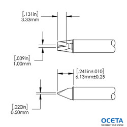 Cartouche, ciseau à rainure en V, 3,2mm