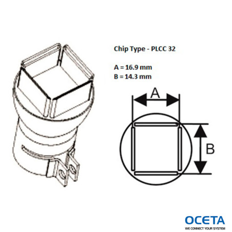 HCT, buse, 16,9mm x 14,3mm, PLCC-32