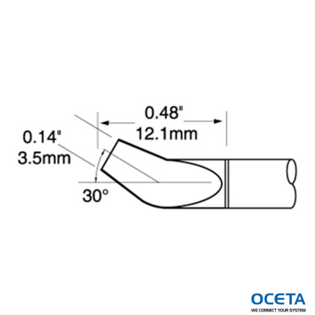 Cartouche pour pince, pliée à 30 DEG, 3,2mm (0,126 po)