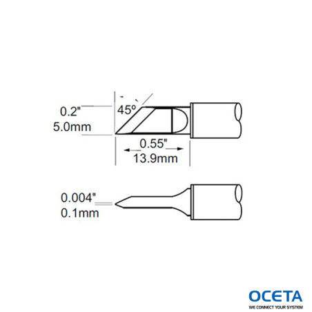Cartouche, couteau, 5mm (0,197 po), 45 DEG