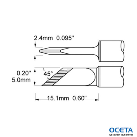 Pointe, couteau, 4,5mm (0,177 po)