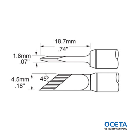 Pointe, couteau, 4,5mm (0,177 po) x 15mm, original