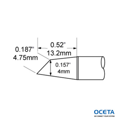 Pointe à souder drag, mini-vague, 45 °, 4,0mm (0,16 "), série F