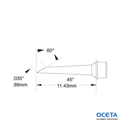Cartouche, mini-vague, 0,89mm (0,035 in), 60 DEG