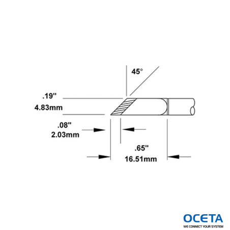 Cartouche, couteau, longueur d'étan fin, 4,8mm (0,18 in)