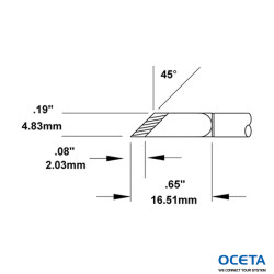 Cartouche, couteau, longueur d'étan fin, 4,8mm (0,18 in)