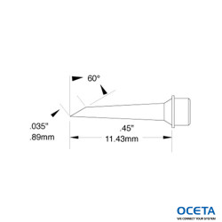 Cartouche, mini-vague, 0,89mm (0,035 in), 60 DEG