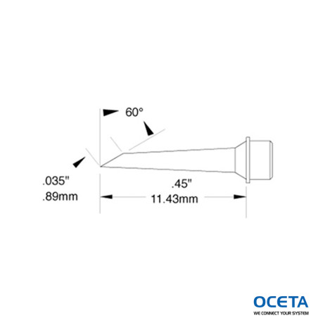 Cartouche, mini-vague, 0,89mm (0,035 in), 60 DEG