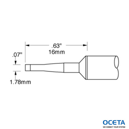 Cartouche, ciseau, long, 1,78mm (0,07 in), 60 DEG