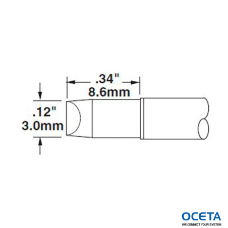 Cartouche, ciseau, 3mm (0,12 in), 90 DEG