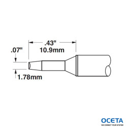 Cartouche, ciseau, 1,78mm (0,07 in), 90 DEG