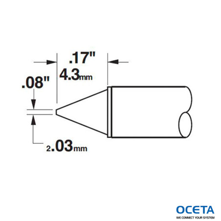 Cartouche, conique, 2mm (0,08 in)