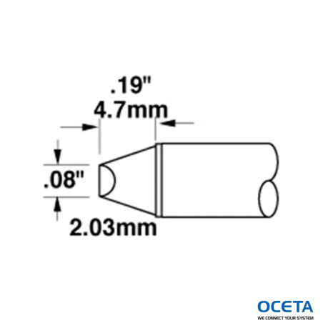 Cartouche, biseau, 2mm (0,08 in), 45 DEG