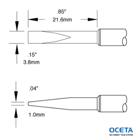 Cartouche, ciseau, long, 3,8mm (0,15 in), 12 DEG