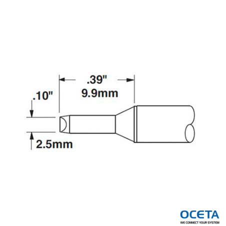 Cartouche, ciseau, 2,5mm (0,1 in), 90 DEG