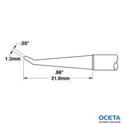 Cartouche, conique, pliée, longue, 1,27mm (0,05 in) 30 DEG