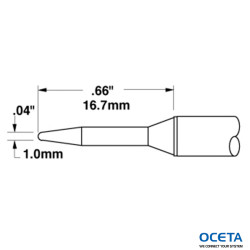 Cartouche, conique, longue, 1mm (0,04 in)