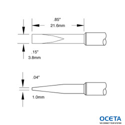 Cartouche, ciseau, long, 3,8mm (0,15 in), 12 DEG