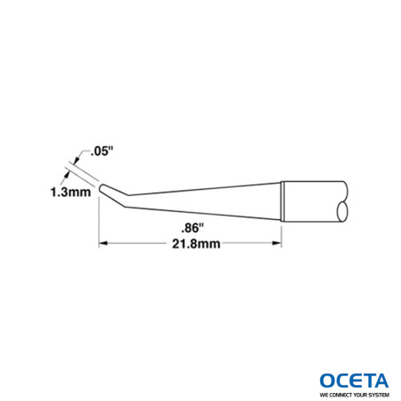 Cartouche, conique, pliée, longue, 1,27mm (0,05 in) 30 DEG