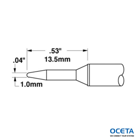 Cartouche, conique, 1mm (0,04 in)