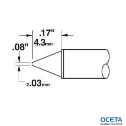 Cartouche, conique, 2mm (0,08 in)