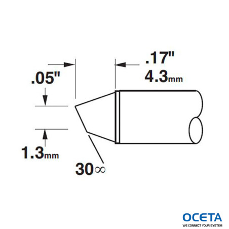 Cartouche, biseau, 1,27mm (0,05 in), 30 DEG