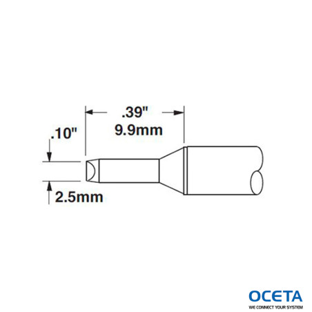 Cartouche, ciseau, 2,5mm (0,1 in), 90 DEG