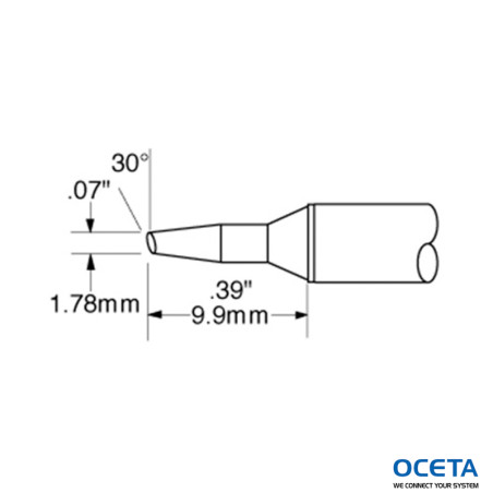 Cartouche, biseau, 1,78mm (0,07 in), 30 DEG