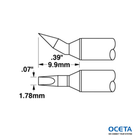 Cartouche, ciseau, plié, 1,78mm (0,07 in), 30 DEG