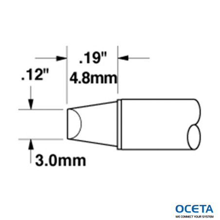 Cartouche, ciseau, 3mm (0,12 in), 90 DEG