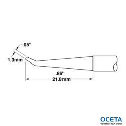 Cartouche, conique, pliée, longue, 1,27mm (0,05 in) 30 DEG