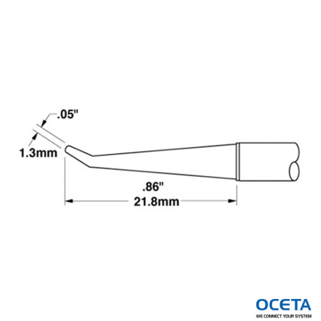 Cartouche, conique, pliée, longue, 1,27mm (0,05 in) 30 DEG