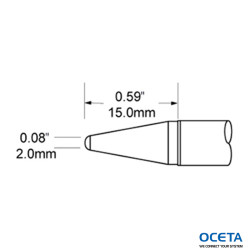 Pointe, conique, longue, 2mm (0,079 po)