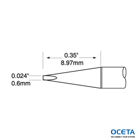 Cartouche, ultrafine, ciseau, long 0,6mm (0,02 po)