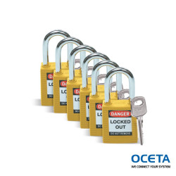 SFTY PADLOCK STEEL 38MM SHA YELLOW 6/PAC Cadenas de sécurité Brady