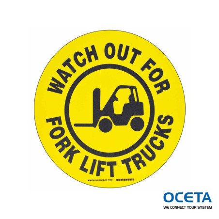 B534FS 17" BK/YL WATCH OUT FOR FORKLIFT  Marquage au sol pré-imprimé