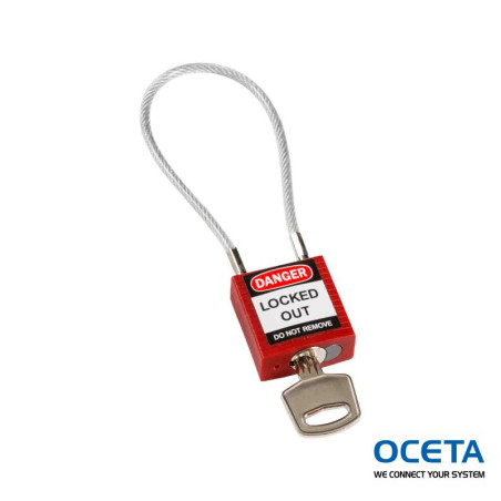 Compact Cable Padlock Red 20cm KD Cadenas de sécurité