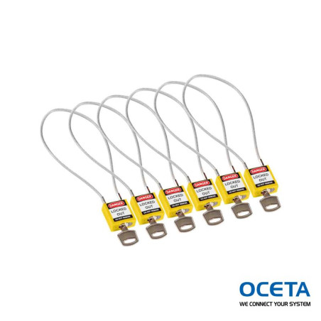 Compact Cable Padlock Yellow 40cm KA/6PK Cadenas de sécurité