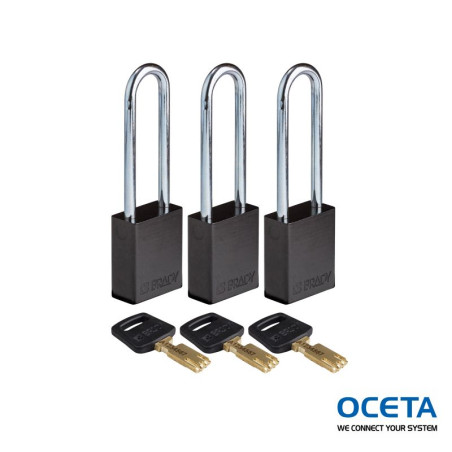 ALU-BLK-76ST-KA3PK Cadenas SafeKey – Aluminium