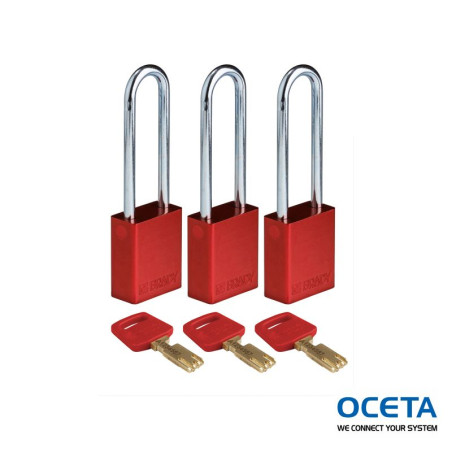 ALU-RED-76ST-KA3PK Cadenas SafeKey – Aluminium