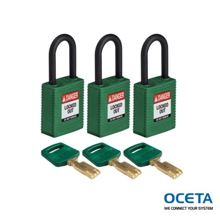 NYL-GRN-38PL-KA3PK Cadenas SafeKey – Nylon