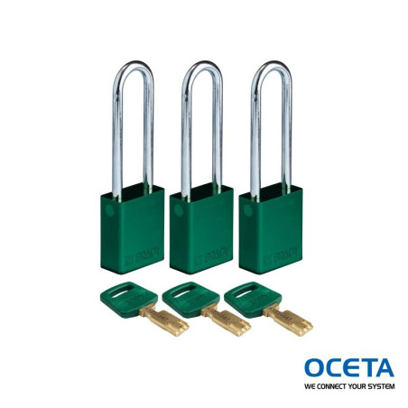 ALU-GRN-76ST-KA3PK Cadenas SafeKey – Aluminium