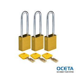 ALU-YLW-76ST-KA3PK Cadenas SafeKey – Aluminium