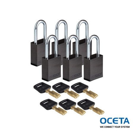 ALU-BLK-38ST-KD6PK Cadenas SafeKey – Aluminium