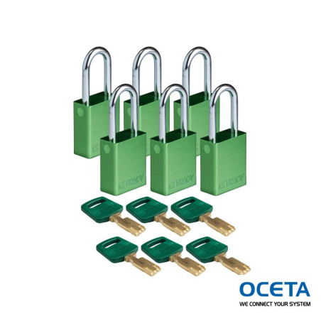 ALU-GRN-38ST-KD6PK Cadenas SafeKey – Aluminium