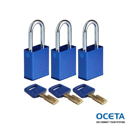 ALU-BLU-38ST-KA3PK Cadenas SafeKey – Aluminium