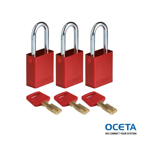 ALU-RED-38ST-KA3PK Cadenas SafeKey – Aluminium