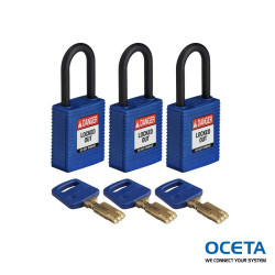 NYL-BLU-38PL-KA3PK Cadenas SafeKey – Nylon